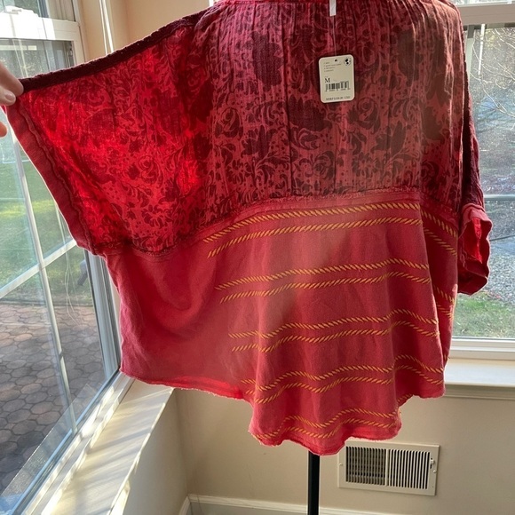 Free People Garnet Royal Combo Red Top Oversized Size M - Picture 13 of 13